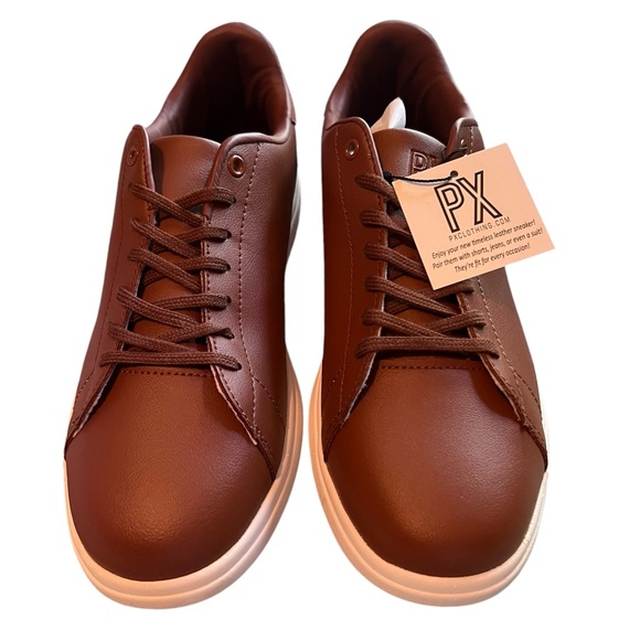 PX Clothing Brown Leather Low top Lace-Up Sneakers, sz 9 new in box - Picture 4 of 9
